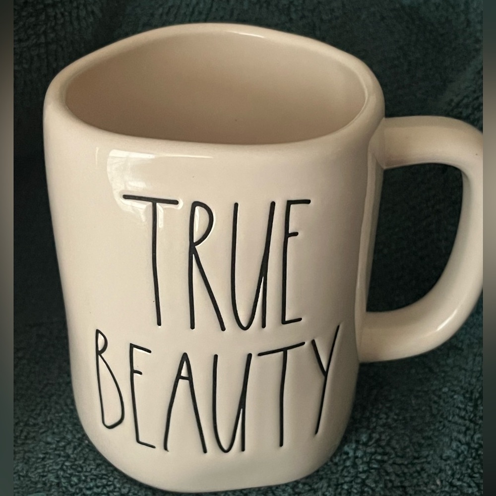 Rae Dunn "TRUE BEAUTY" 2 sided Ceramic Coffee Mug Disney Princess Collection